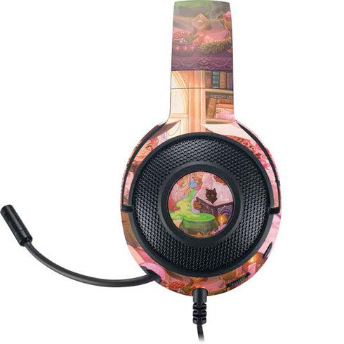 Pink Anime Witch Girls in Library with Cats by Ivy Dolamore Razer Kraken X Skin